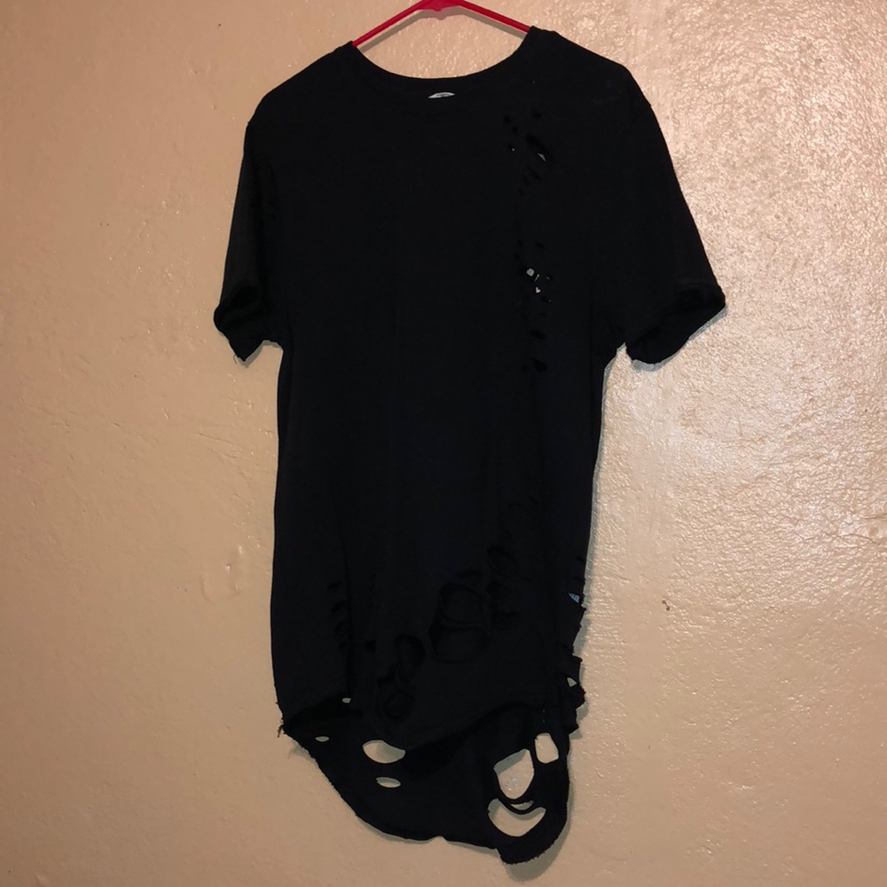 Distressed Pure Black T